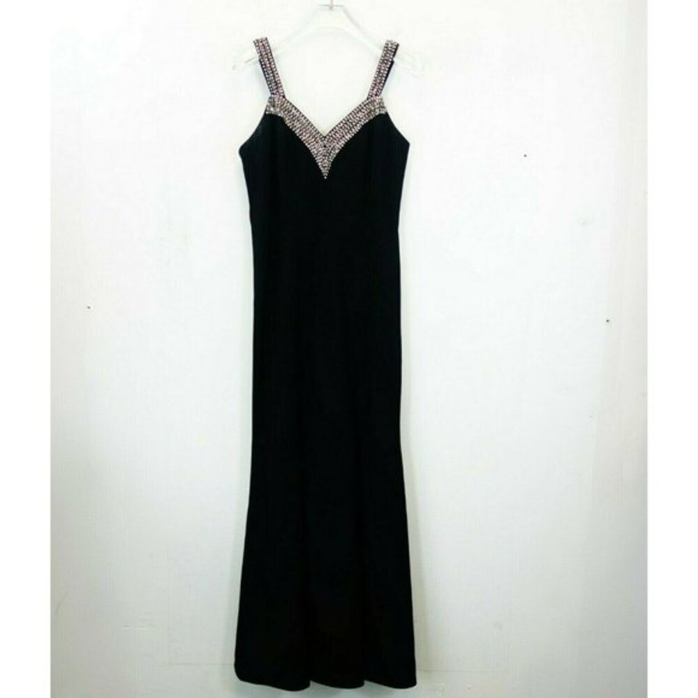 VINTAGE‎ ROSE TAFT Black Evening Dress MEDIUM Sweetheart Beaded Embellished